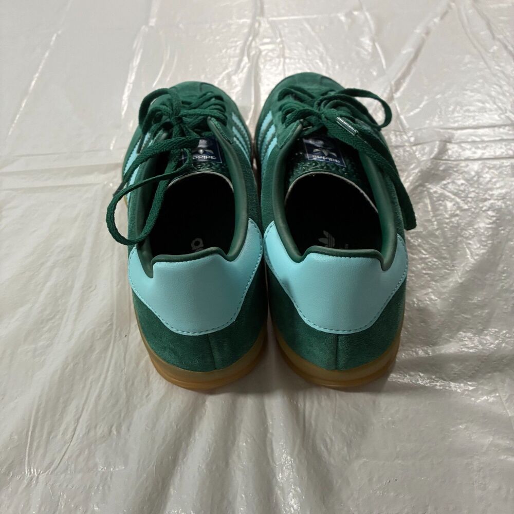 Adidas Gazelle Green Light Blue W Size 7 Suede Sneakers Low Top Colorful Logo - Picture 4 of 7